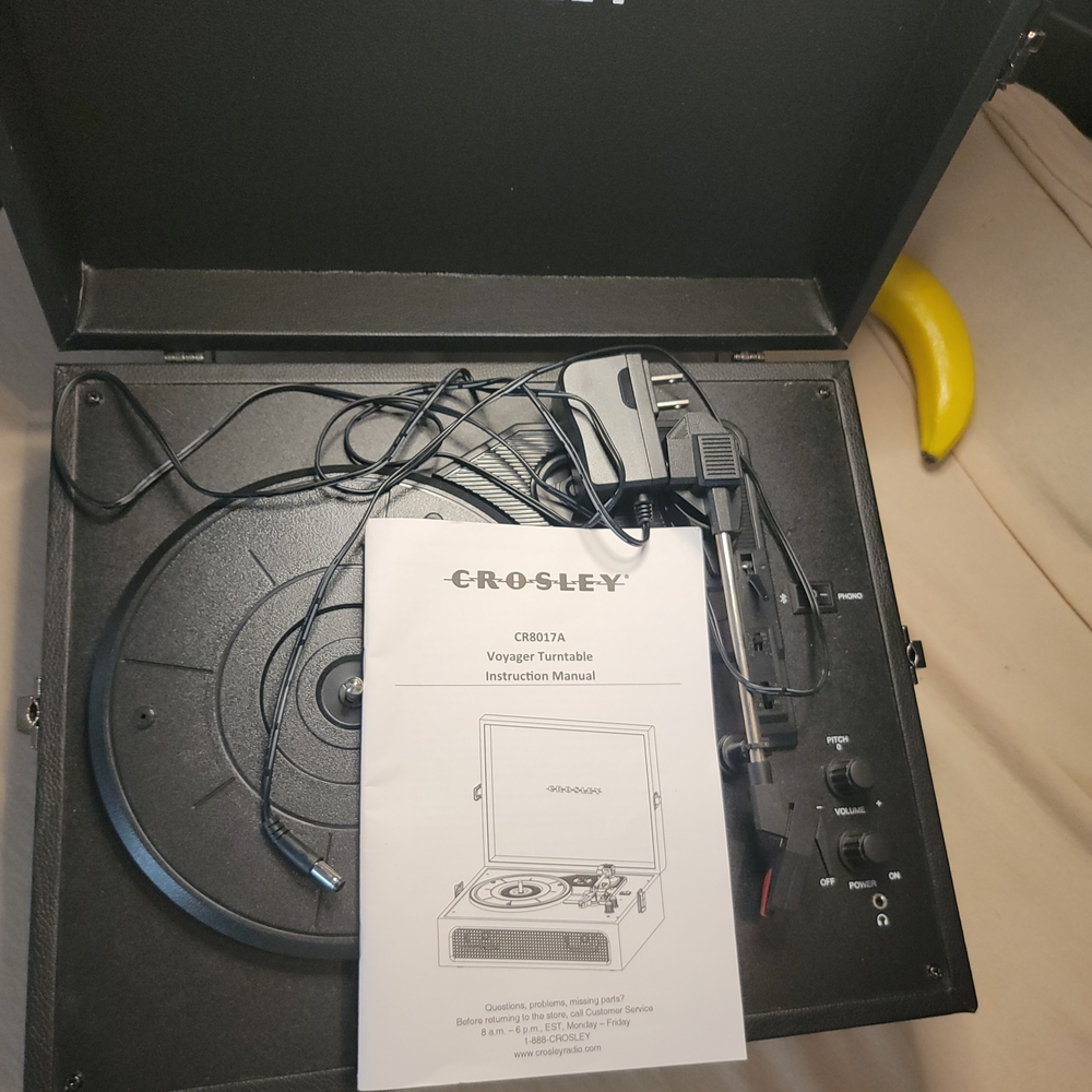 Crosley Voyager CR8017A Portable Turntable Black with Manual